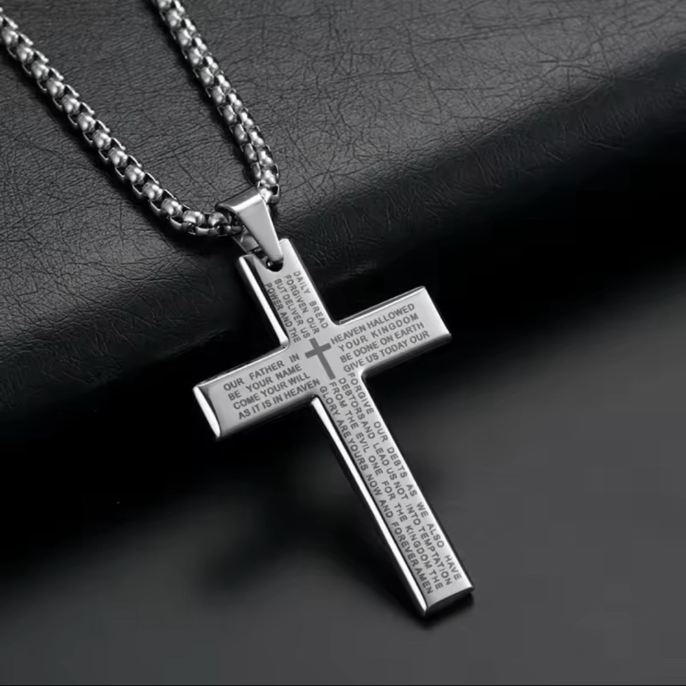 Silver Fashion Cross Chain Pendant Necklace Fashion Men Women Metal Geometry